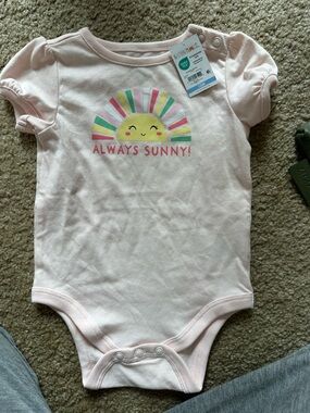 Garanimals Light Pink Baby One-Piece with Sunny Rainbow Graphic
